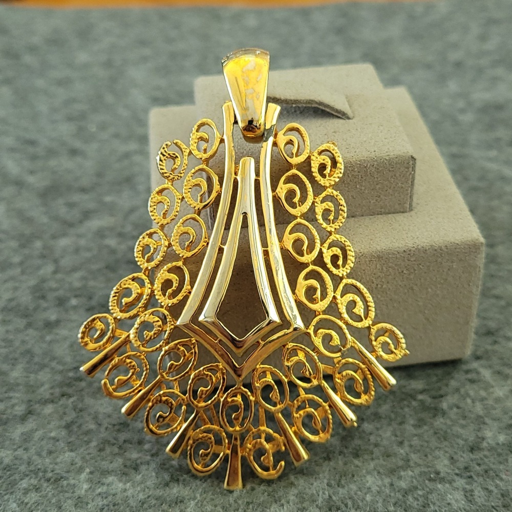 Vintage 10K Yellow Gold Filigree Pendant 20g Heavy Unmarked Tested Gold